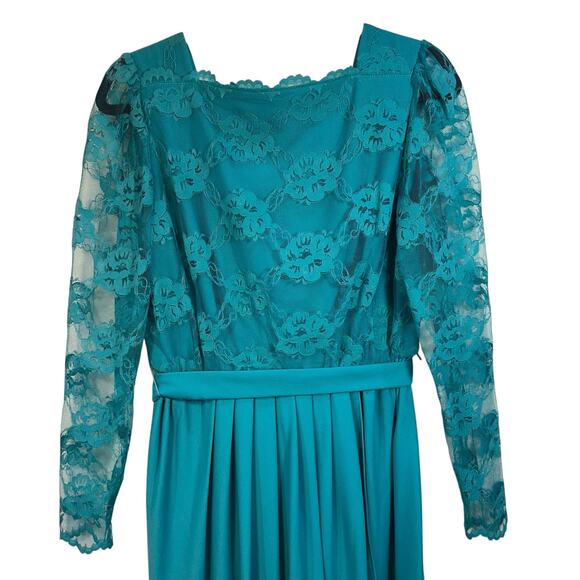 Handmade VTG Lace Dress SZ 10 Long Romantic Feminine Floral Cottagecore Fairy - Picture 3 of 16